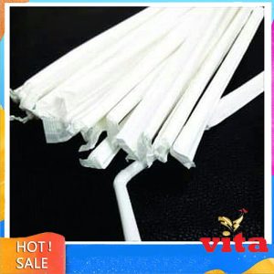 Sedotan Plastik Flexsibel Putih/Hitam 500pcs