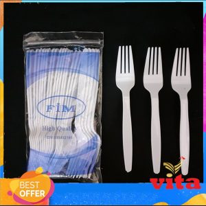Garpu Makan Plastik Putih Susu 5x25pcs FIM