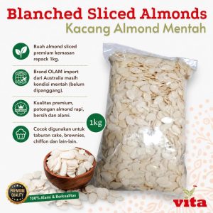 Kacang Almond 1kg Kupas Putih Mentah