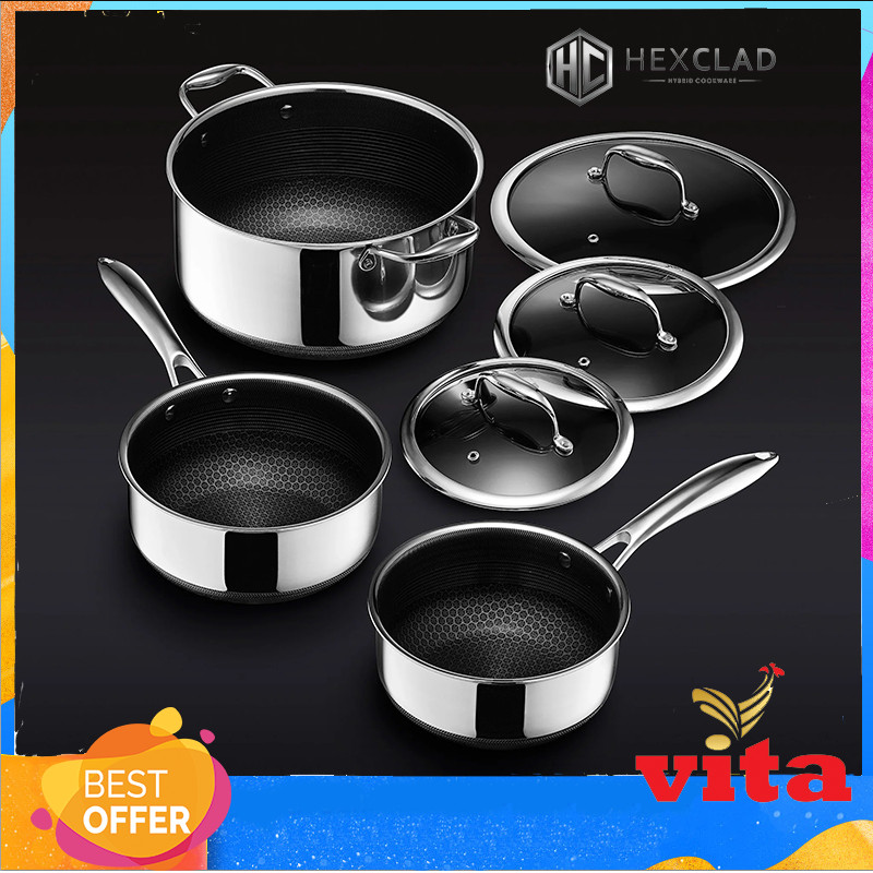 HexClad Hybrid Nonstick Panci Pot Set