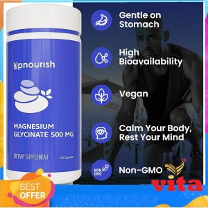 Vitamin Supplement Magnesium Glycinate 500mg Upnourish 240 Capsules