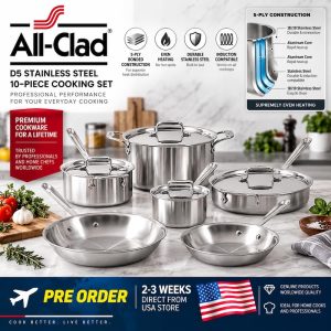 All Clad D5 Set Pots Pans Stainless Steel 5-Ply Cookware